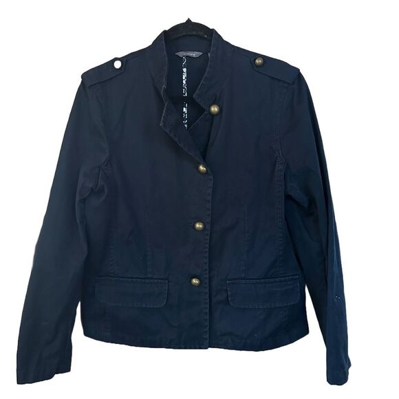 Liz Claiborne Blue Cotton Military Style Jacket Cotton Size 14 - Picture 1 of 5